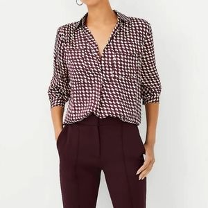 Ann Taylor Camp Shirt in Houndstooth